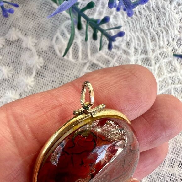 Vintage Reversible Agate & Pink Quartz 12KT Gold Fill Pendant - Picture 6 of 10